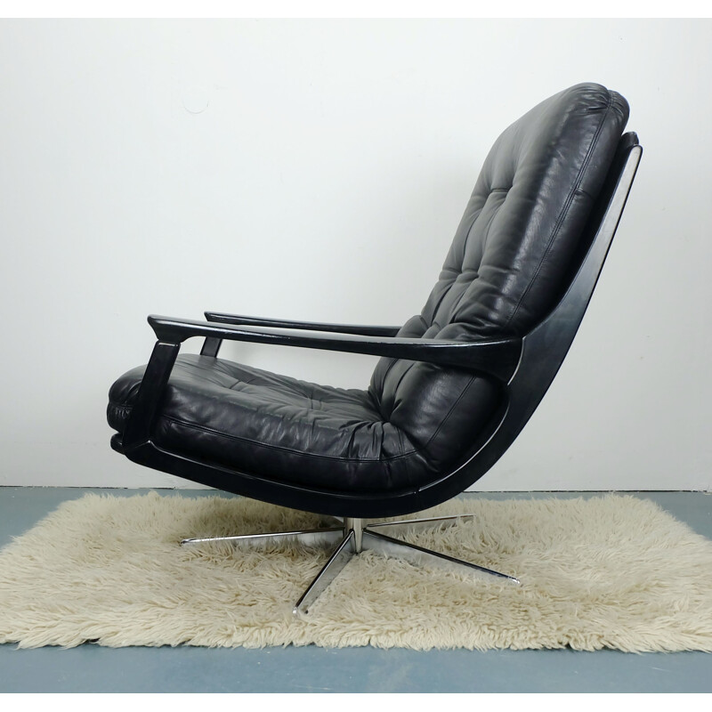 Lounge Armchair Leather Swivel - 1960s