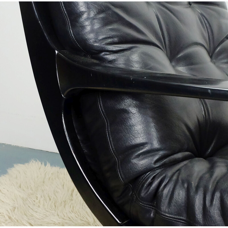 Lounge Armchair Leather Swivel - 1960s