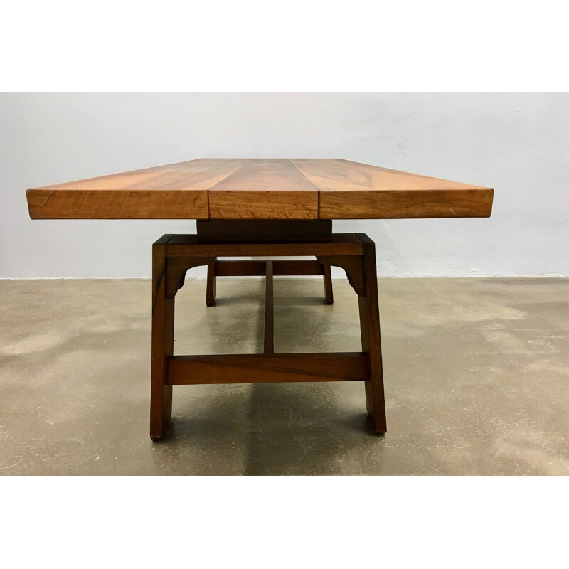 Grande table à repas en placage de noyer par Silvio Coppola pour Bernini, Italie - 1964