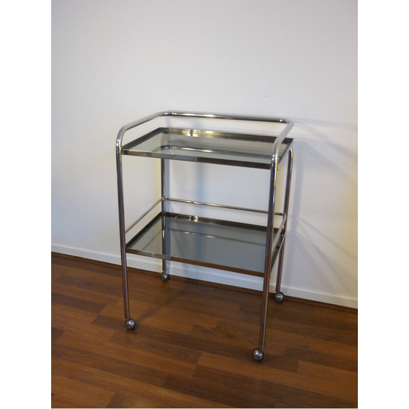 Chromed metal rolling table and smoked windows - 1960s