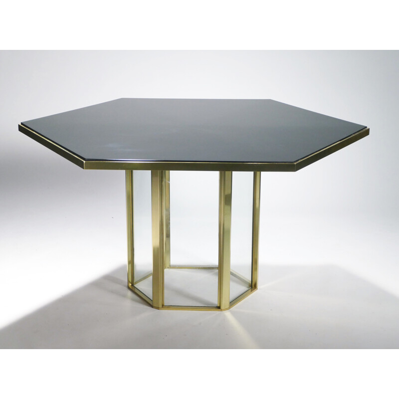 Italian lacquer and brass table by Romeo Rega - 1970s