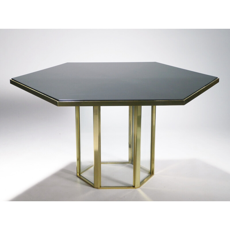 Italian lacquer and brass table by Romeo Rega - 1970s