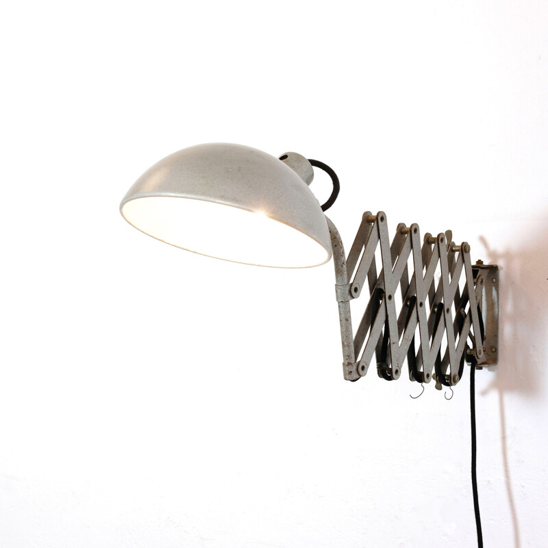 Accordion french vintage grey wall lamp - 1960s