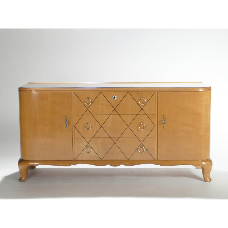 Vintage chest of drawers in sycamore of René Prou - 1940s