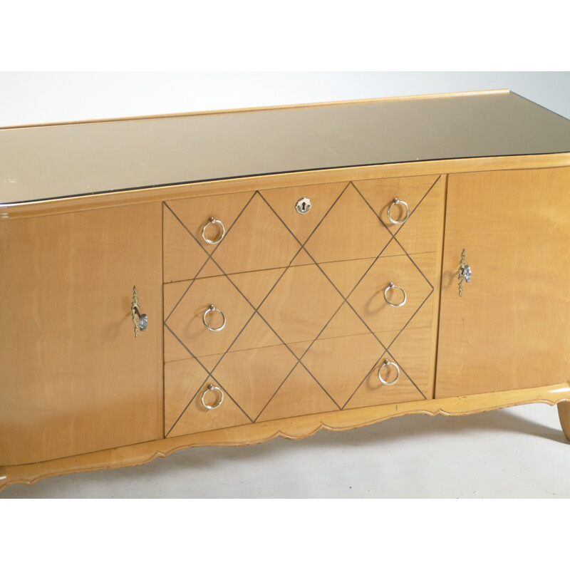 Vintage chest of drawers in sycamore of René Prou - 1940s