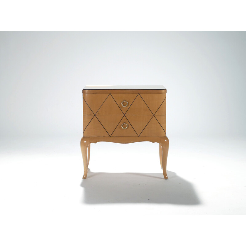 Vintage nightstand in sycamore of René Prou - 1940s