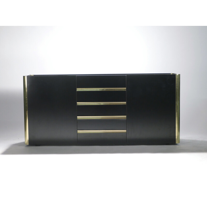 Lacquered vintage sideboard and brass 1970s