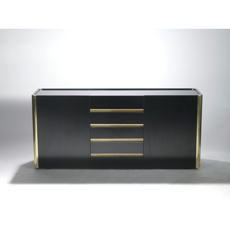 Lacquered vintage sideboard and brass 1970s