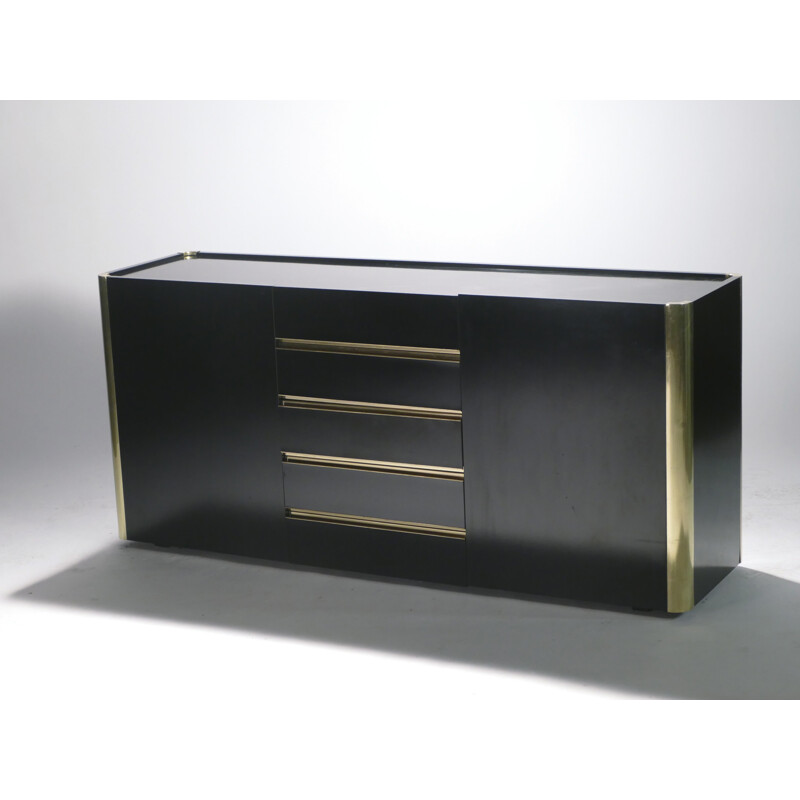 Lacquered vintage sideboard and brass 1970s