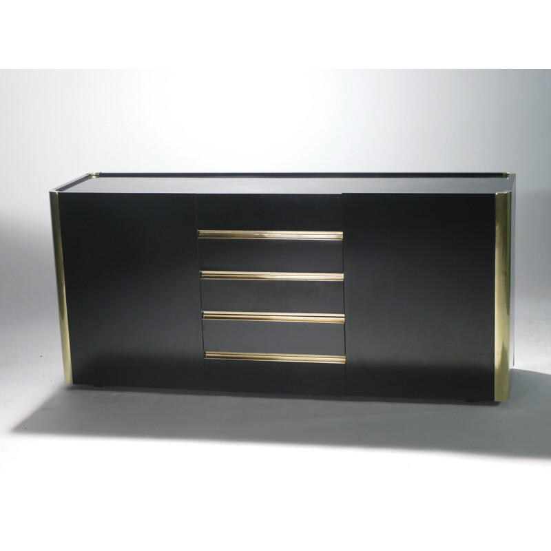 Lacquered vintage sideboard and brass 1970s