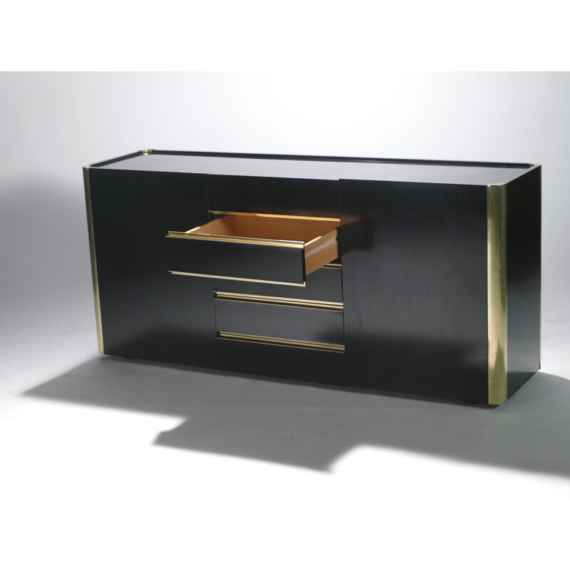 Lacquered vintage sideboard and brass 1970s