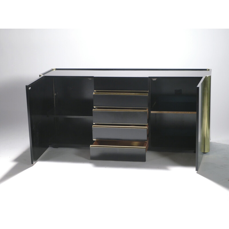 Lacquered vintage sideboard and brass 1970s