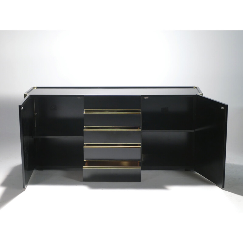 Lacquered vintage sideboard and brass 1970s