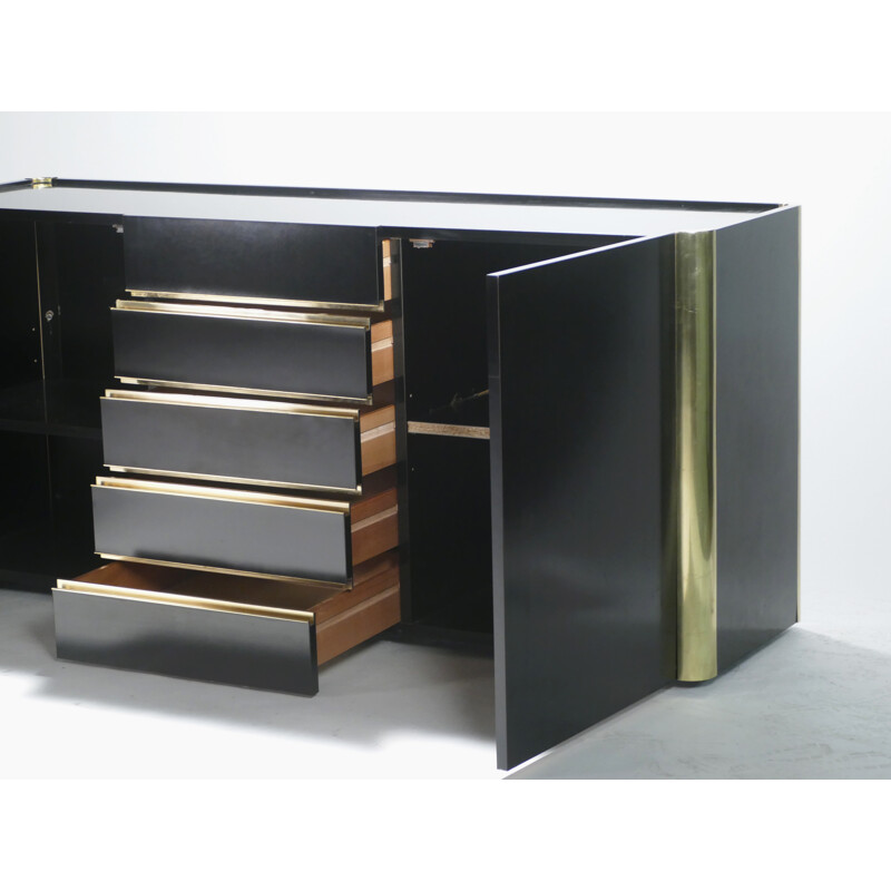 Lacquered vintage sideboard and brass 1970s