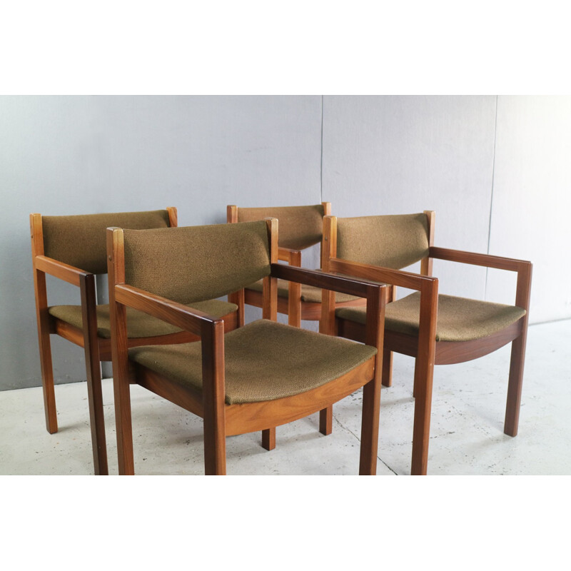 Suite de 4 chaises à repas vintages danoises vertes  - 1970