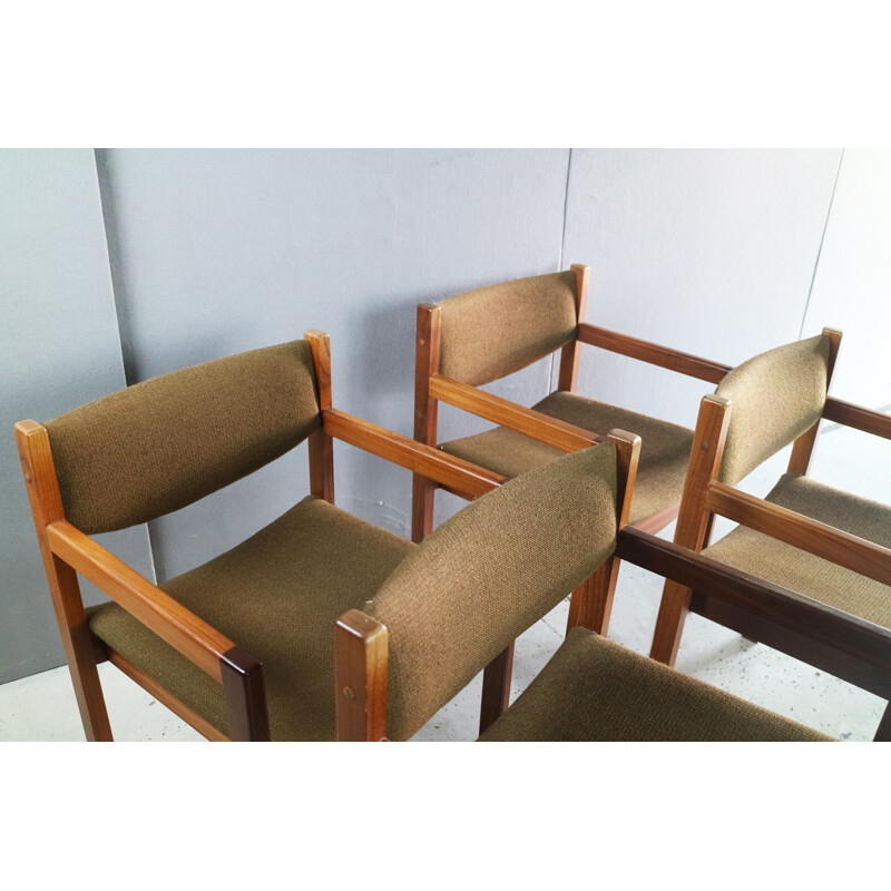 Suite de 4 chaises à repas vintages danoises vertes  - 1970