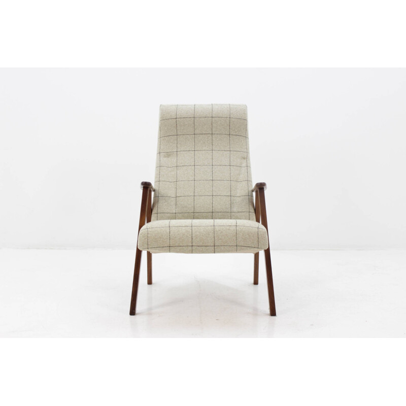 Vintage Scandinavian Teak Lounge Chair With Stool - 1960s
