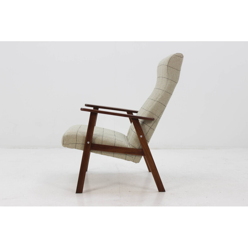 Vintage Scandinavian Teak Lounge Chair With Stool - 1960s