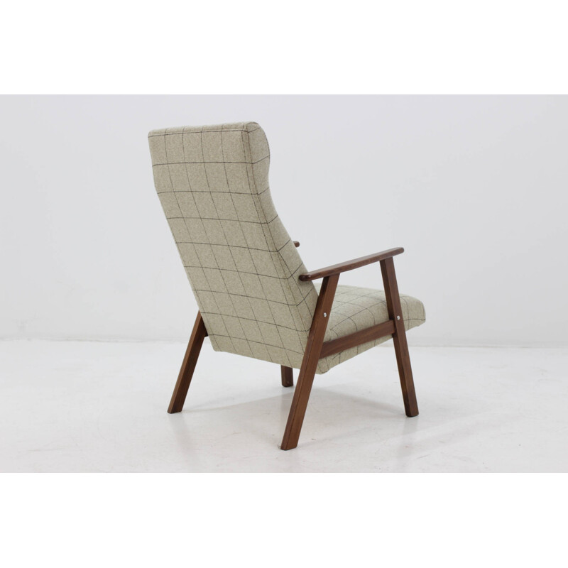 Vintage Scandinavian Teak Lounge Chair With Stool - 1960s