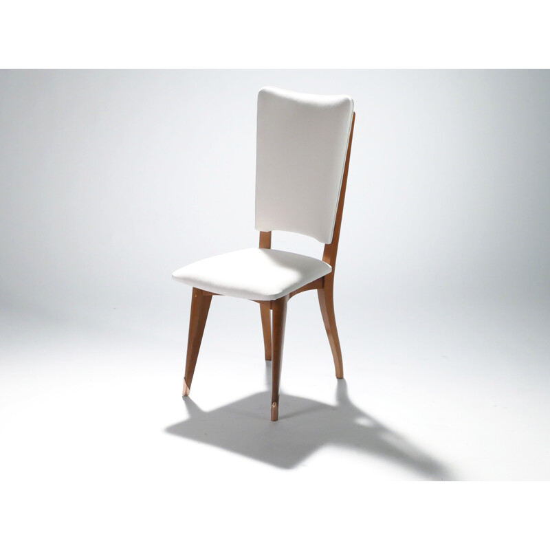 Set of 8 vintage scandinavian teak upholstered chairs - 1960s