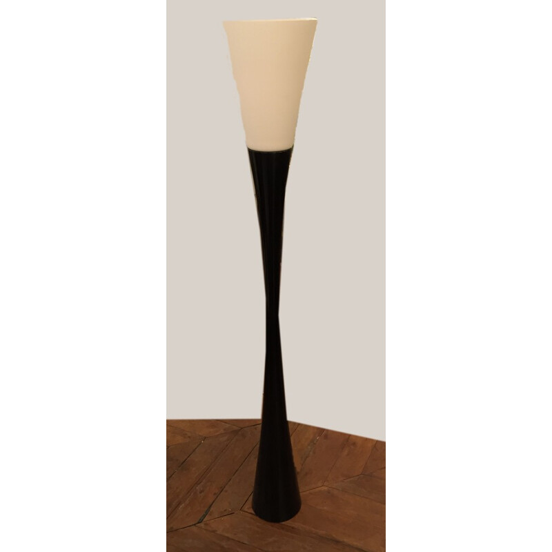 Floor lamp "Diabolo" in black lacquered wood and glass by Joseph André MOTTE - 1950s