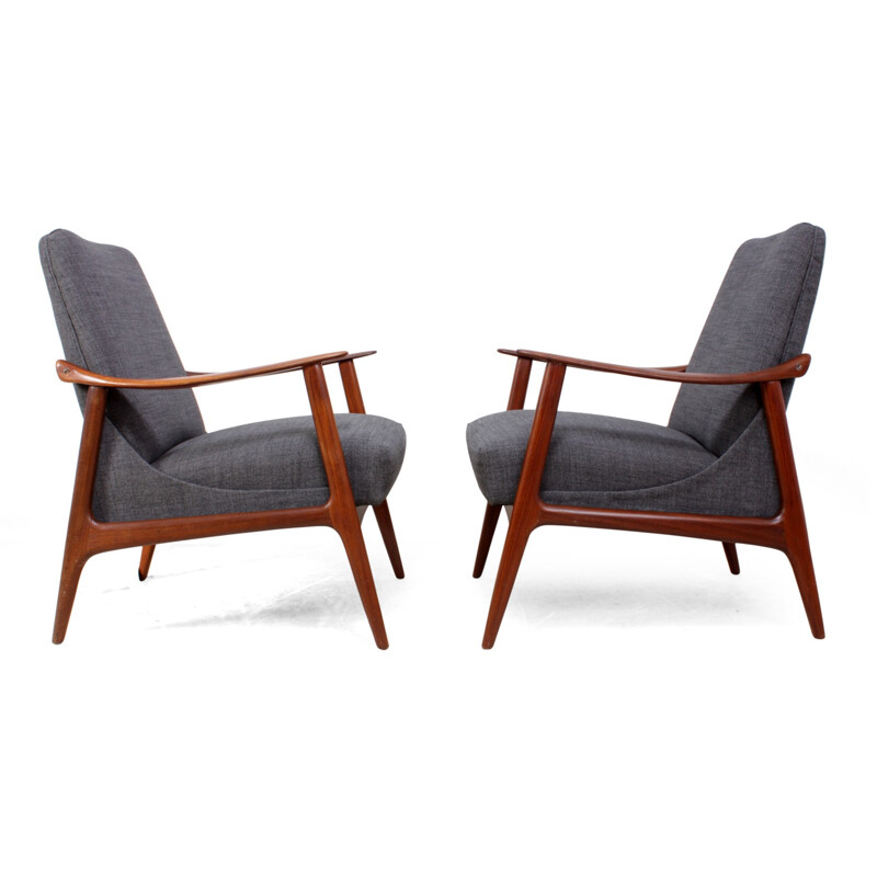 Pair of vintage teak armchairs danish - 1960s