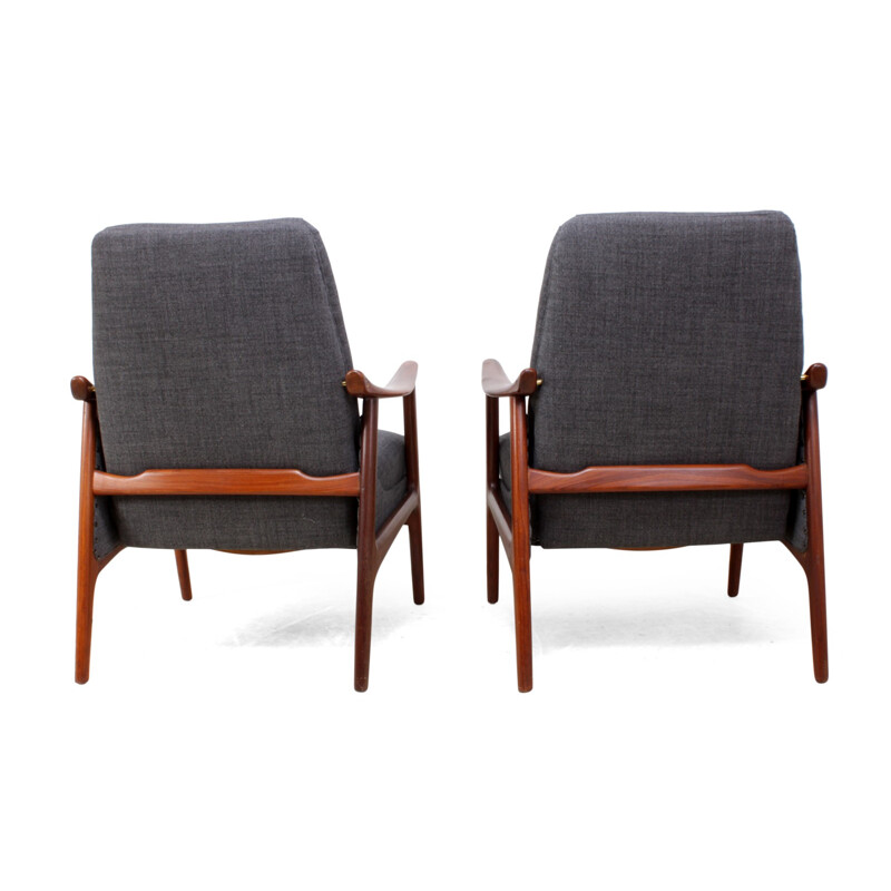 Pair of vintage teak armchairs danish - 1960s