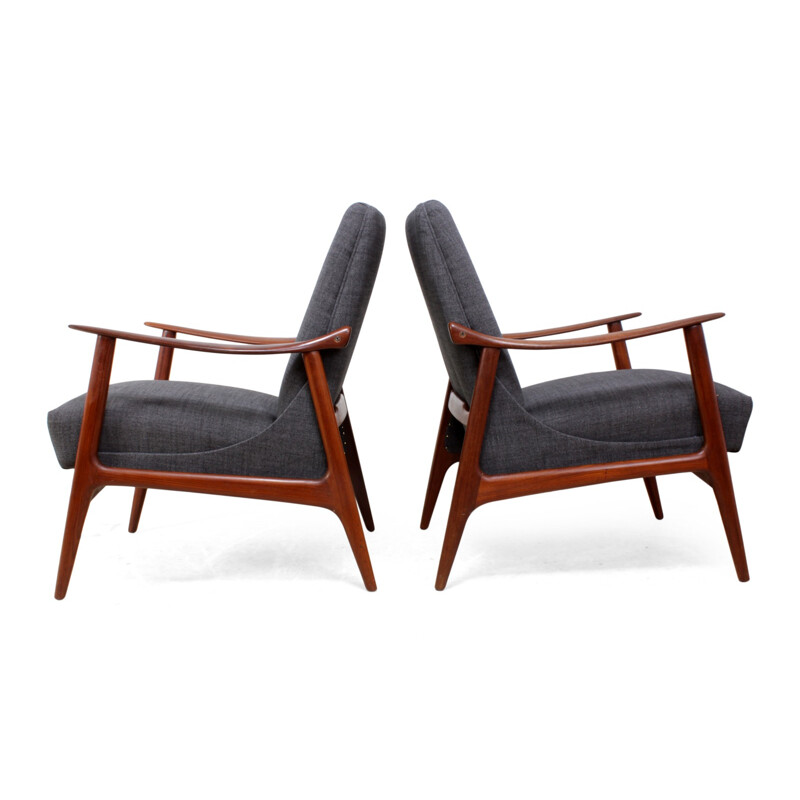 Pair of vintage teak armchairs danish - 1960s