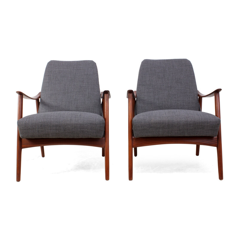 Pair of vintage teak armchairs danish - 1960s