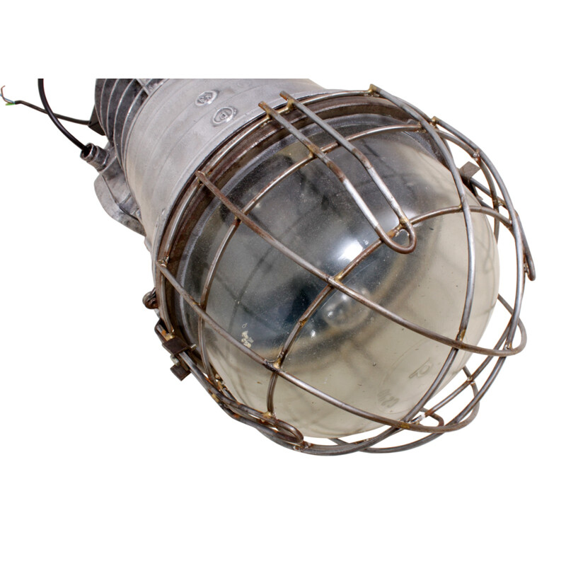 Lumière industrielle d'entrepôt en aluminium poli - 1950