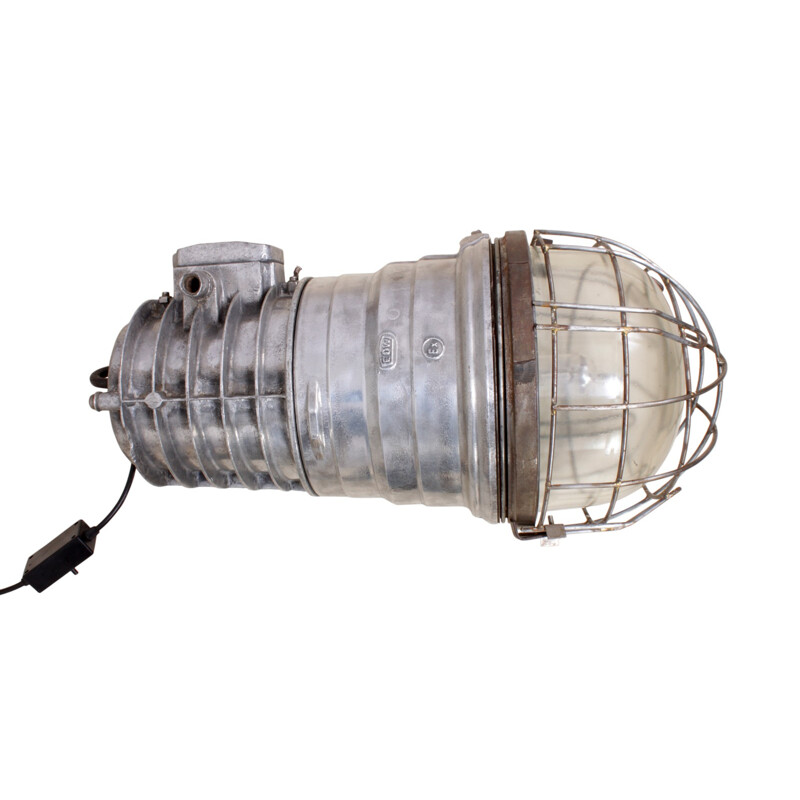 Industrial warehouse light in polished aluminium - 1950s