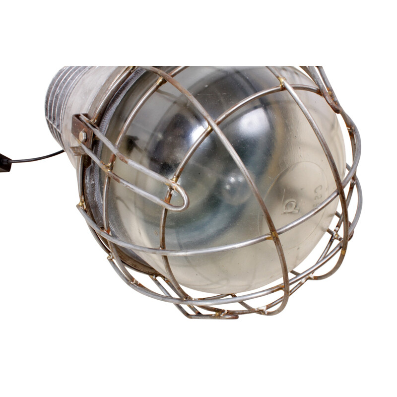 Industrial warehouse light in polished aluminium - 1950s