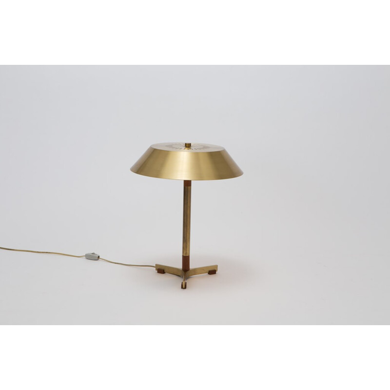 Pair of desk lamp "President" in brass and teak, Johannes HAMMERBORG - 1960s
