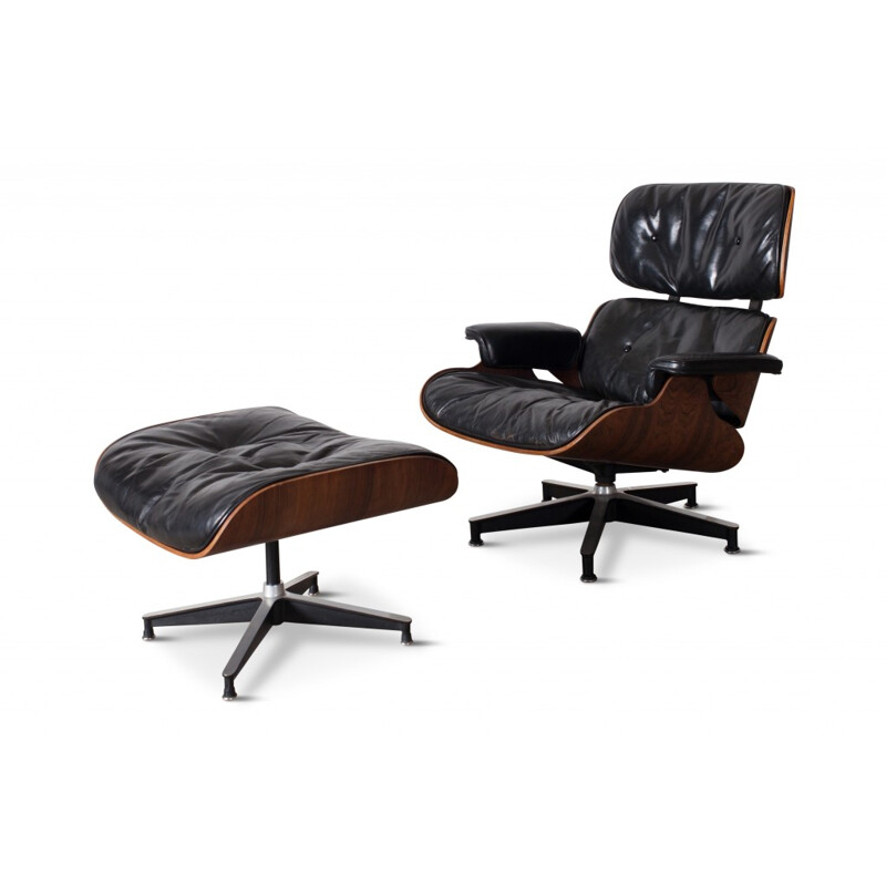 Lounge armhair and ottoman 1st edition by Charles & Ray Eames - 1950s