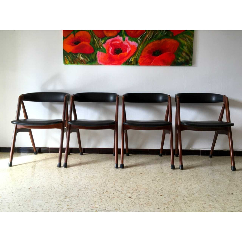 Set of 4 Scandinavian Rosewood Chairs by Kai Kristiansen - 1960s