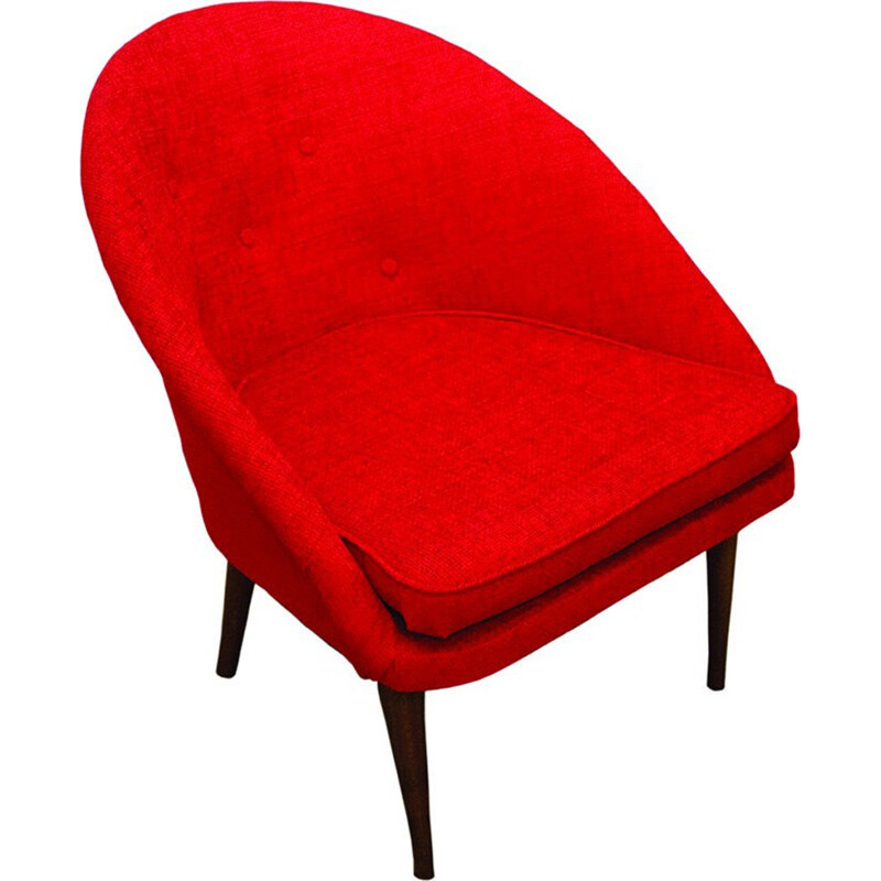 Fauteuil vintage en tissu rouge - 1960