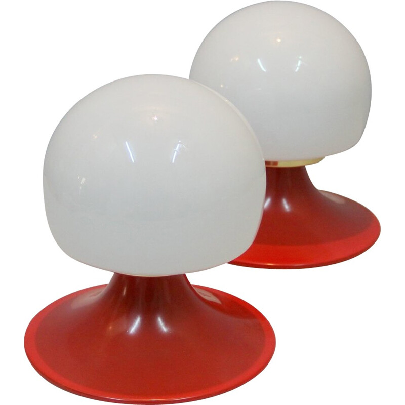 Pair of red vintage wall lamp - 1970s