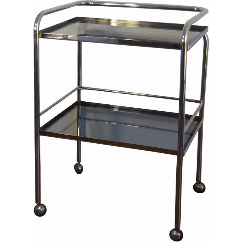 Chromed metal rolling table and smoked windows - 1960s
