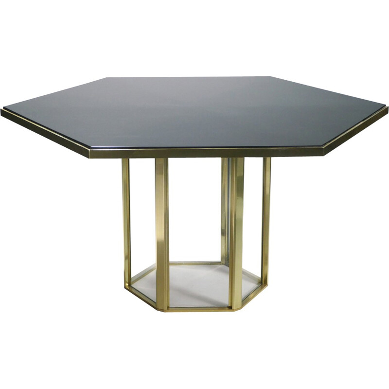 Italian lacquer and brass table by Romeo Rega - 1970s