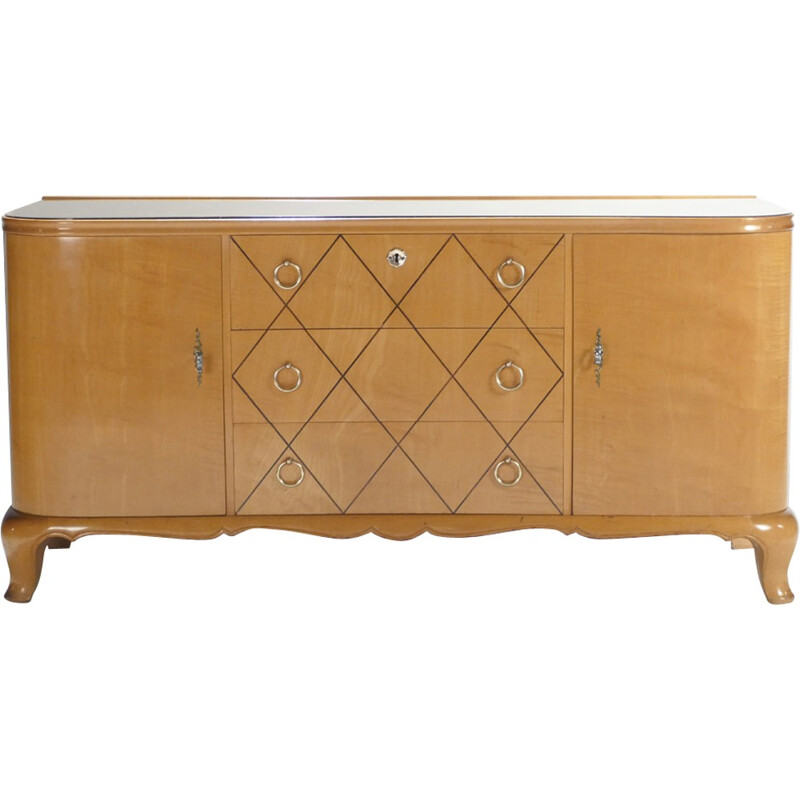 Vintage chest of drawers in sycamore of René Prou - 1940s