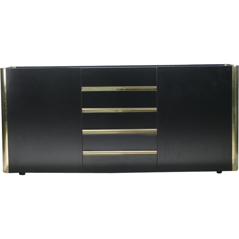 Lacquered vintage sideboard and brass 1970s