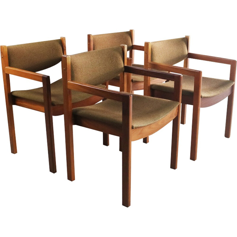 Set of 4 vintage danish dining chairs with original upholstery - 1970s