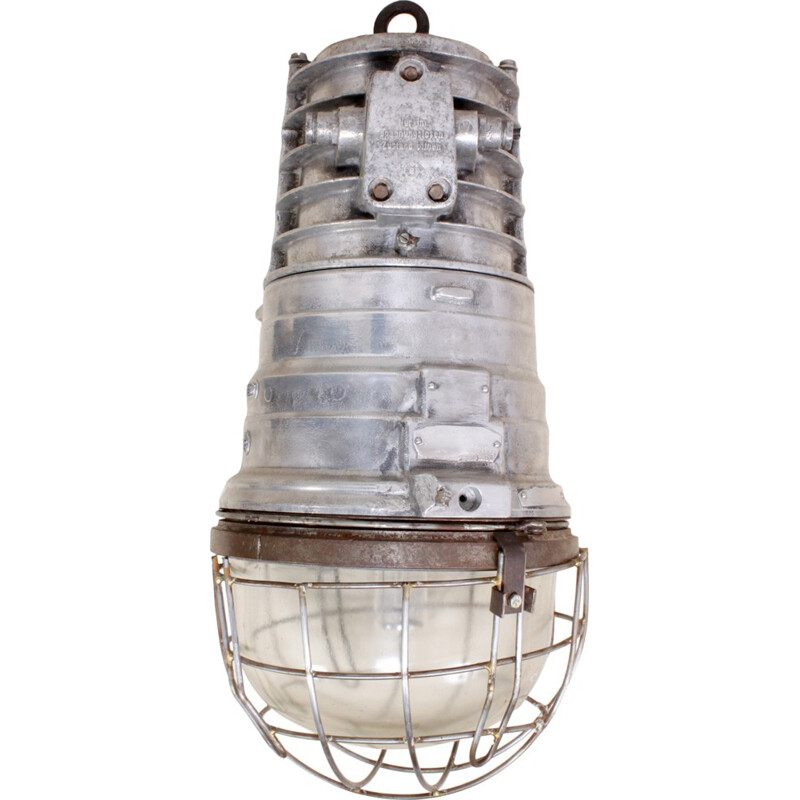Lumière industrielle d'entrepôt en aluminium poli - 1950