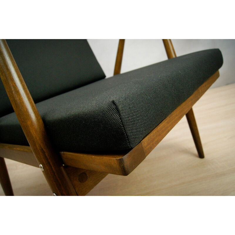 Pair of czech vintage black armchairs by Ton - 1960s