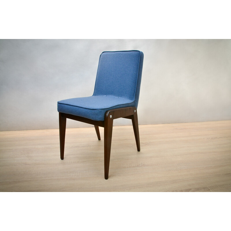 Set of 4 dining blue chairs by Józef Marian Chierowsk - 1960s