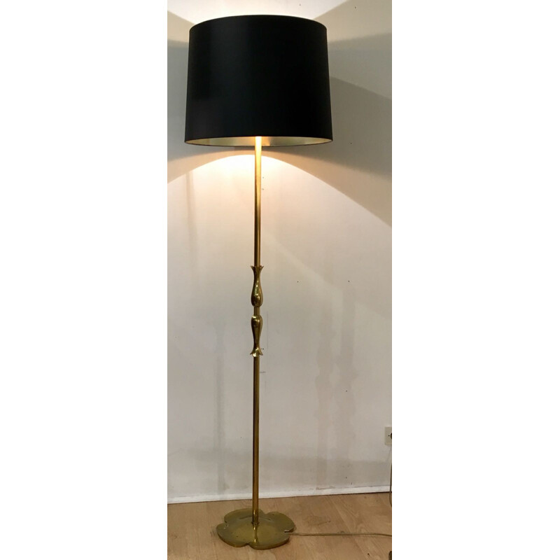 Vintage Lotus Floor Lamp in bronze and gilded brass by Raoul Scarpa - 1960s