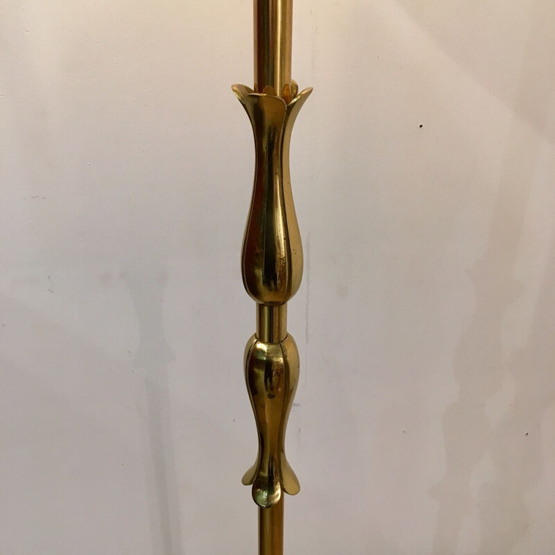 Vintage Lotus Floor Lamp in bronze and gilded brass by Raoul Scarpa - 1960s