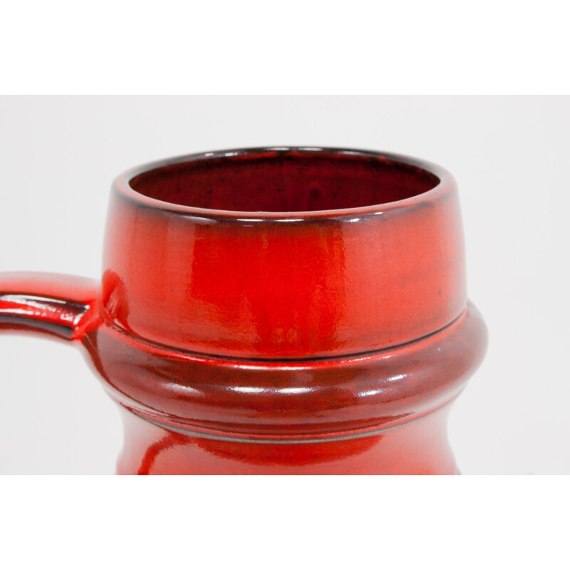 Large red glazed vintage Jasba vase jar - 1960s