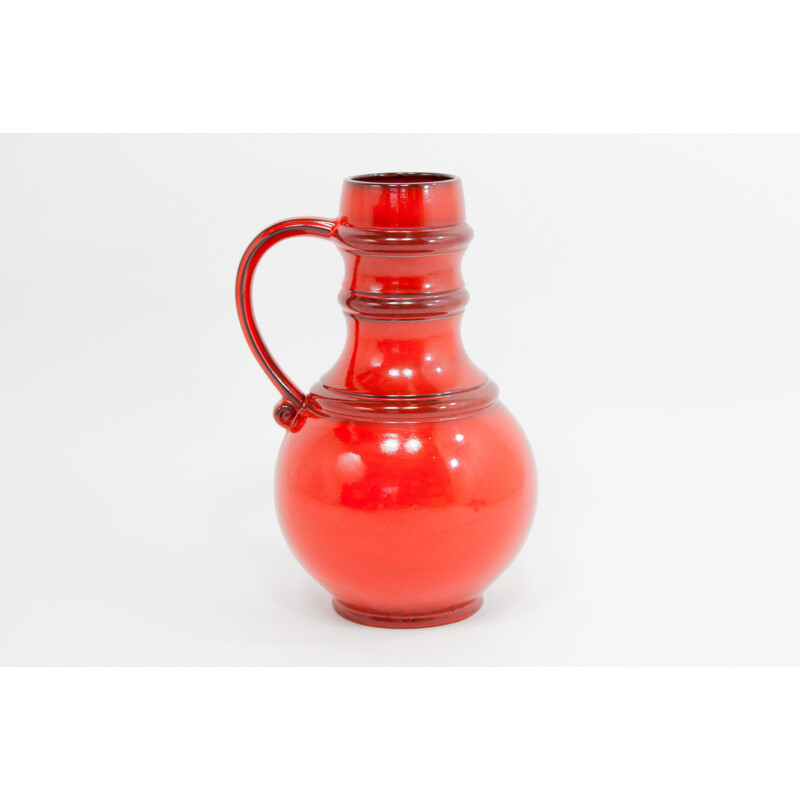 Large red glazed vintage Jasba vase jar - 1960s