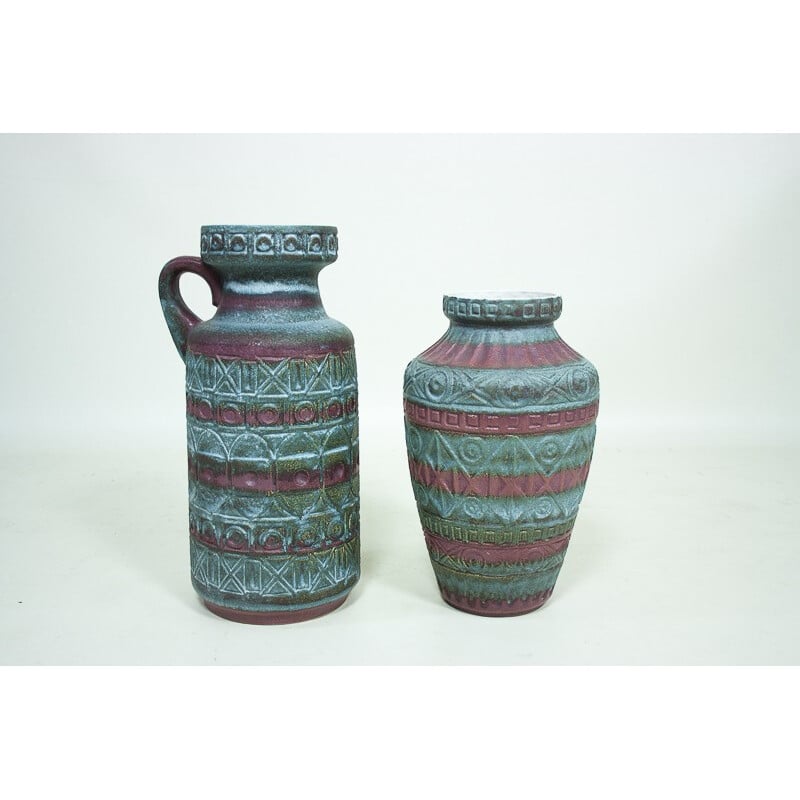 Set of 2 vases in ceramic by Bodo Mans for Bay Keramik - 1960s